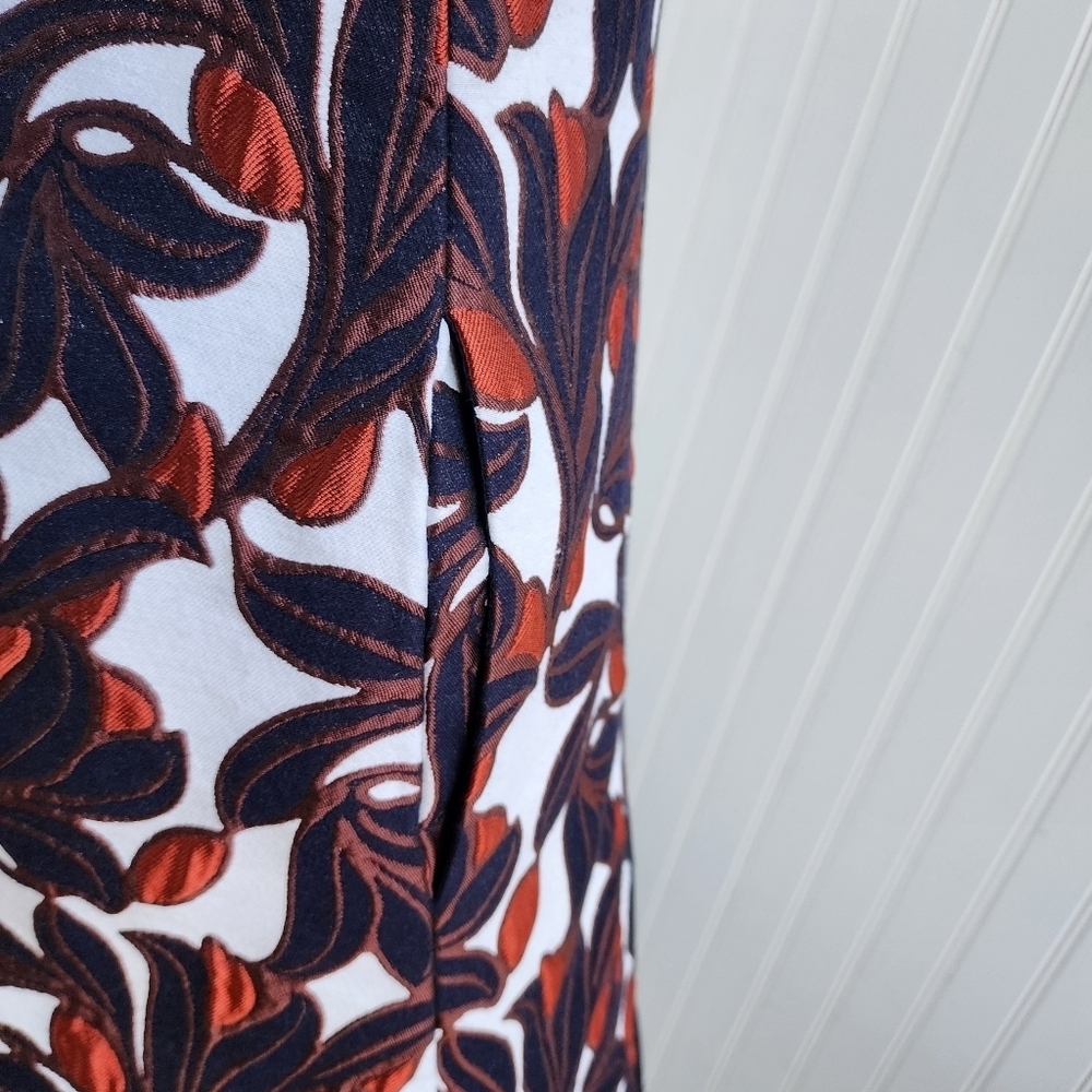 ANN TAYLOR Black Whit Red Floral Thick Lace Sleeveless Dress Pockets Sz 6 - Picture 12 of 16